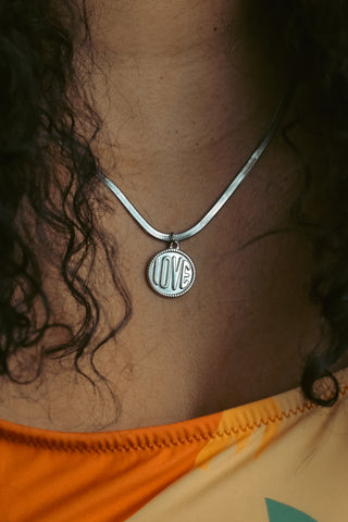 Love Coin Necklace - Silver Steel