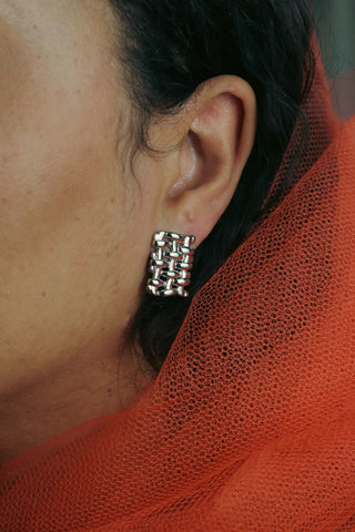 Woven Earring - Silver