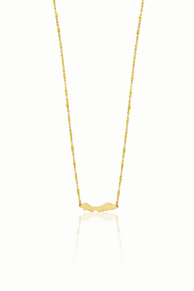 Curacao map necklace, yellow kibrahacha flower