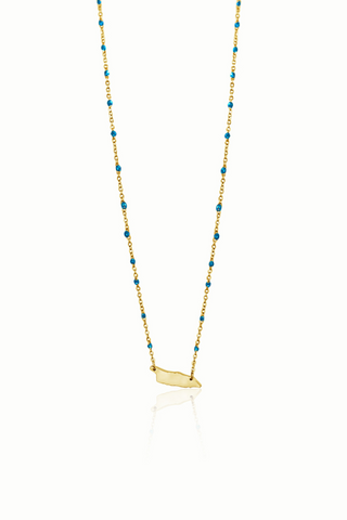 Aruba map necklace, blue laman