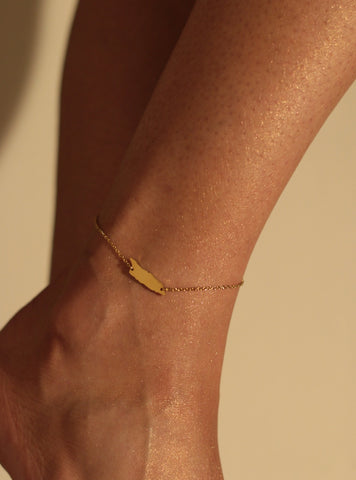 Aruba Anklet in gold, Aruba enkelbandje goud, Aruba souvenier, dushi Aruba