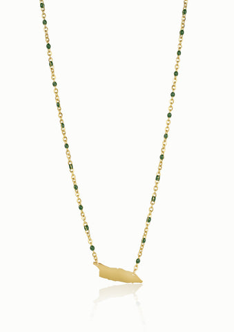 Aruba gold necklace with aloe green details