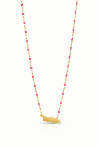 gold Aruba necklace with pink details