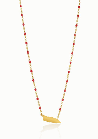 Aruba Necklace in gold and red